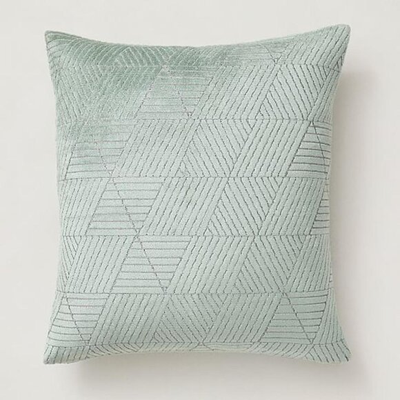 WEST ELM Geo Facet Velvet Pillow Cover, Eucalyptus, 20"x20" - Picture 1 of 9
